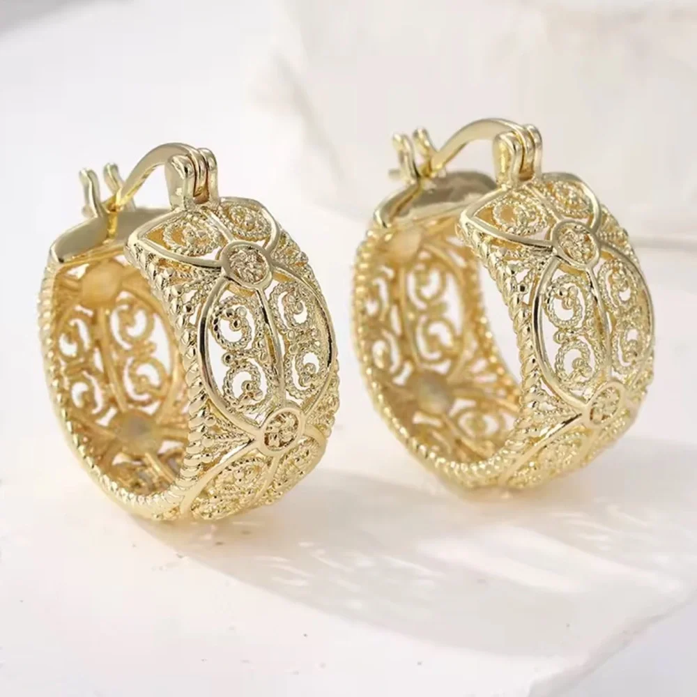 Ornate Gold Filigree Hoop Earrings